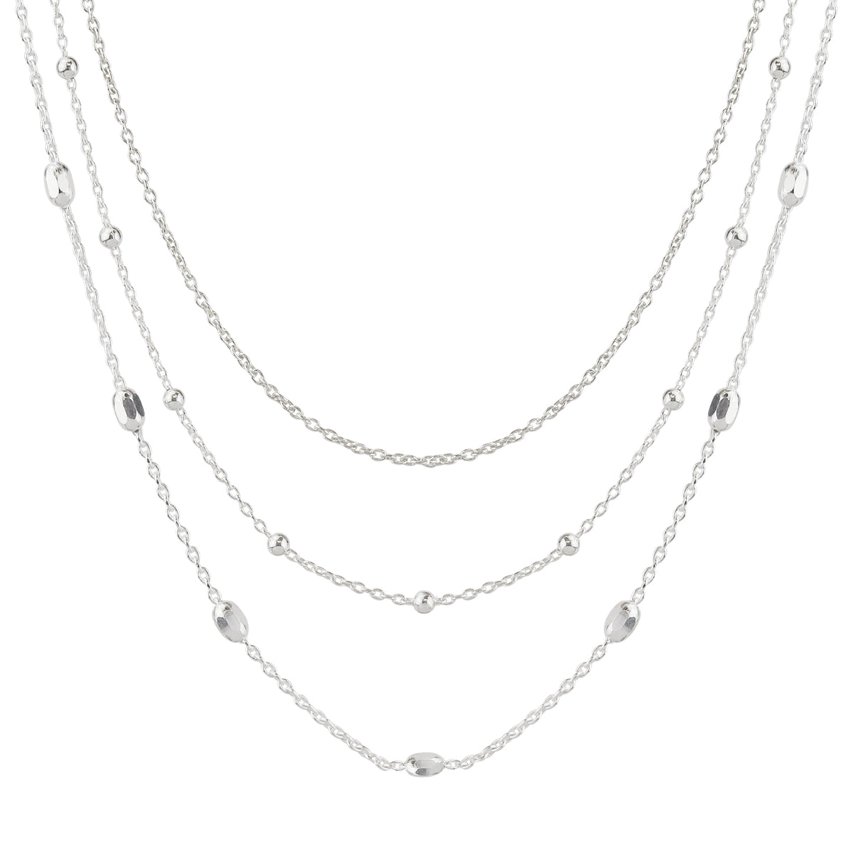 Silver Triple Chain Necklace