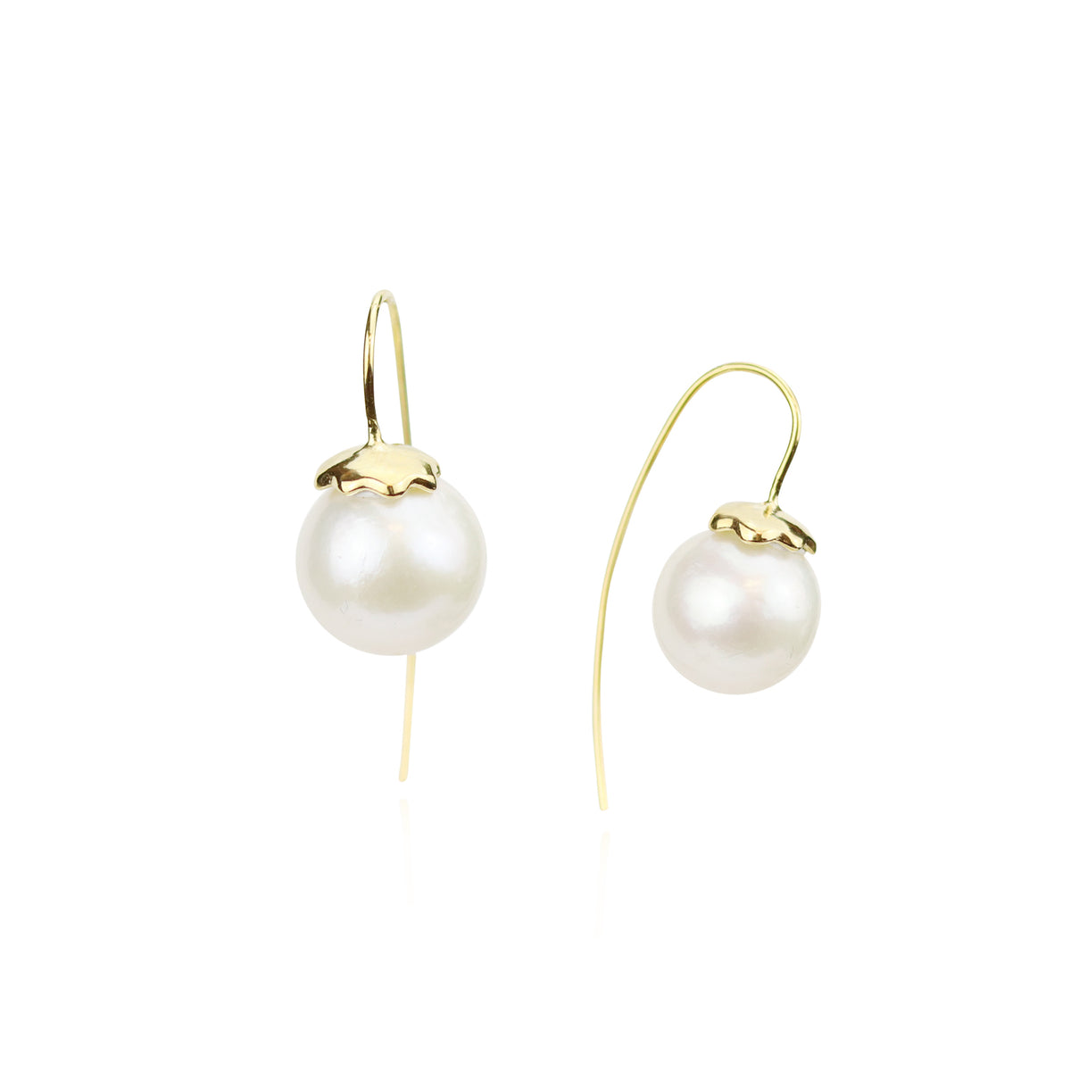 Round White Pearl Earrings