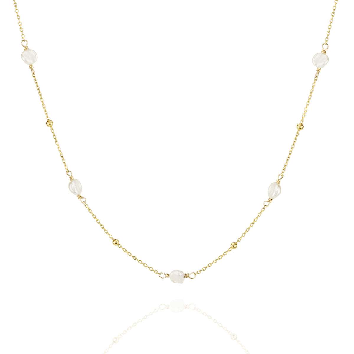 White Pearl & Satellite Chain Necklace