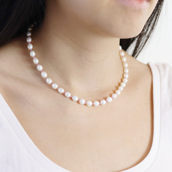 Pink Tourmaline & Pearl Necklace