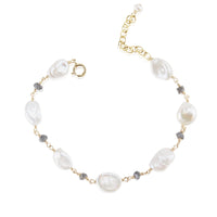 Rough Diamond & Keshi Pearl Bracelet