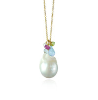 Nucleated Baroque Pearl Cluster Pendant Necklace