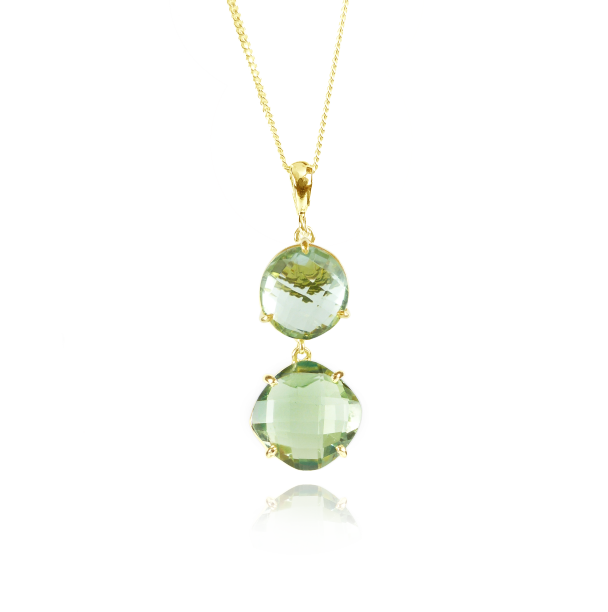 Double Set Stone Gem  Pendant