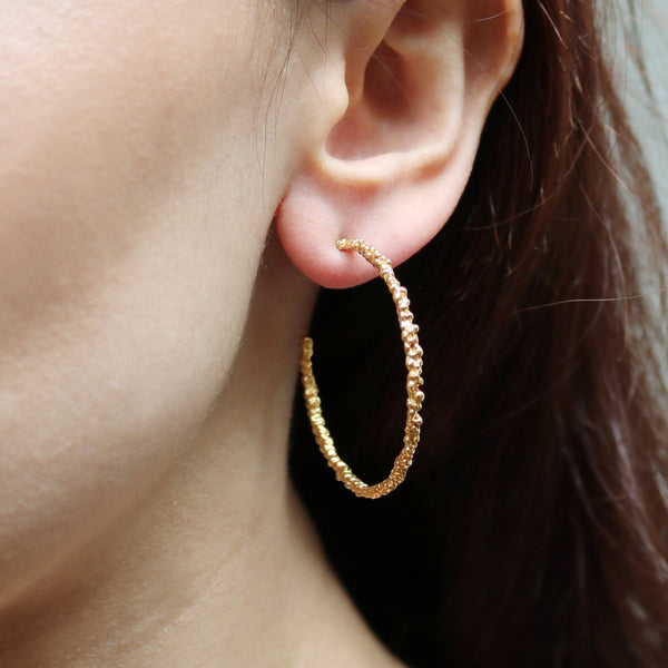 Vermeil Peppered Textured Hoops