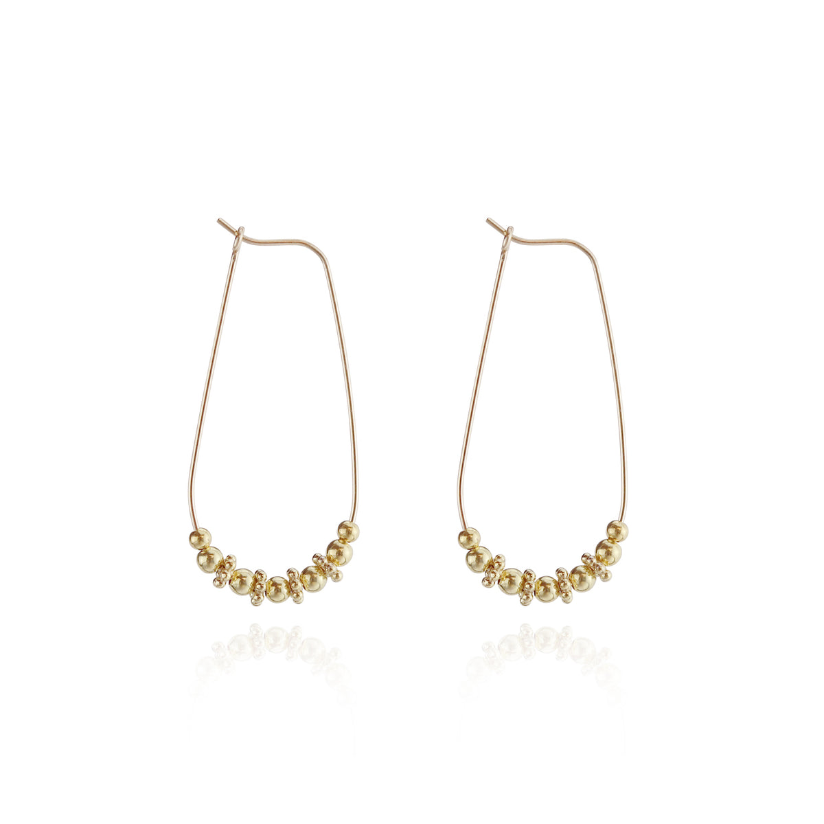 Dainty Gold Bead Long Hoops