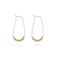 Dainty Gold Bead Long Hoops