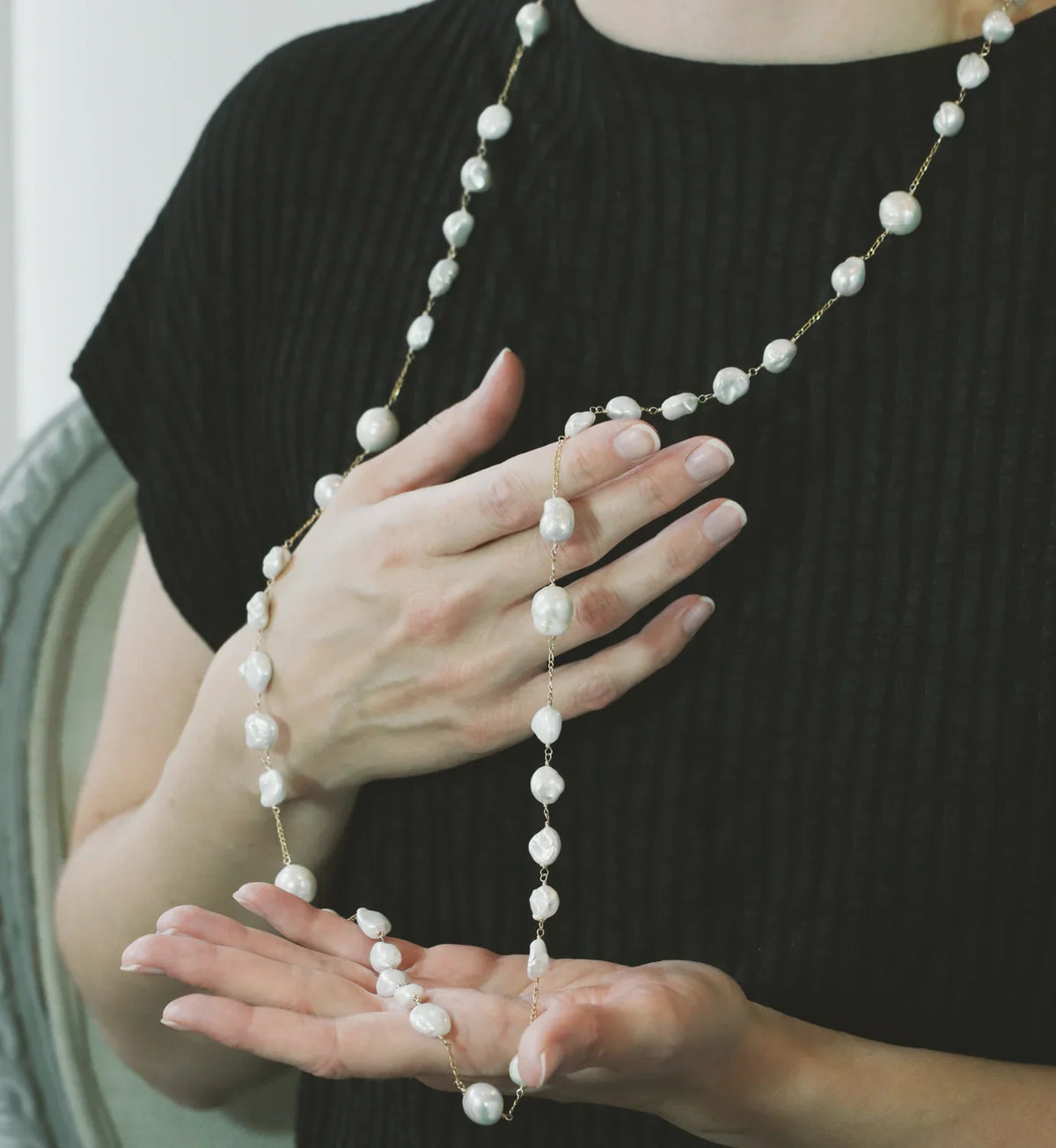 Long Baroque and Keshi Pearl Necklace – Mounir Jewellery